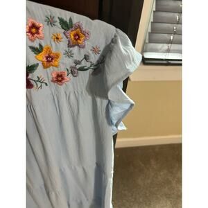 Oddi Oversized Embroidered Dress size Small - Light Blue